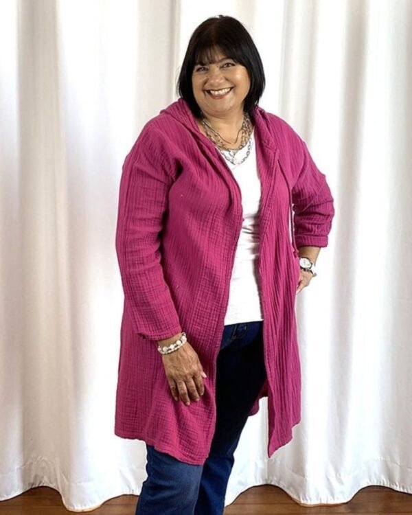 Saco Largo Muselina Cardigan ALAMO Fucsia